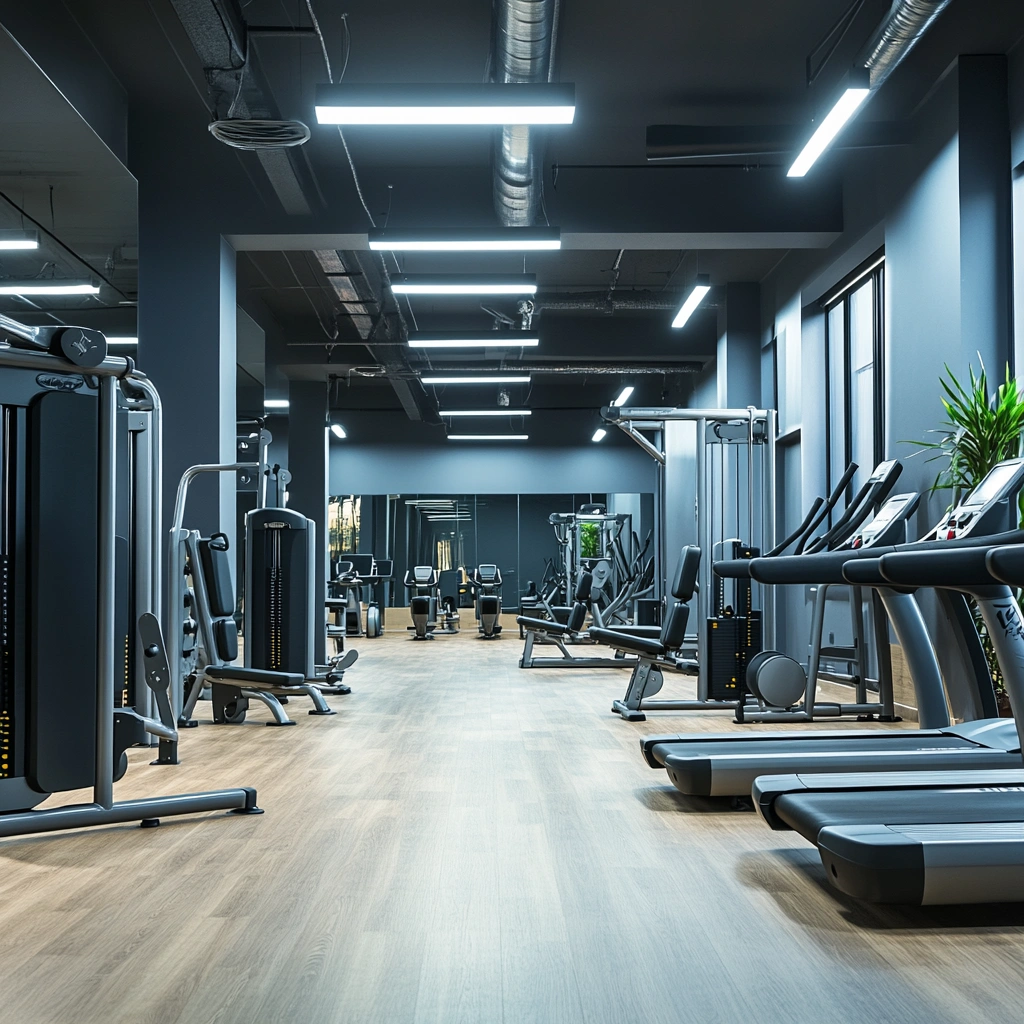 Просторий тренажерний зал з різноманітним обладнанням, адаптованим для людей поважного віку